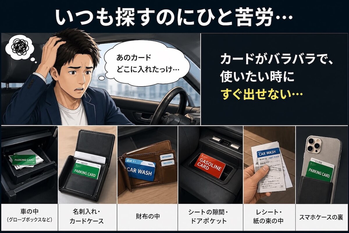 車内や財布に散らばりやすいカード類