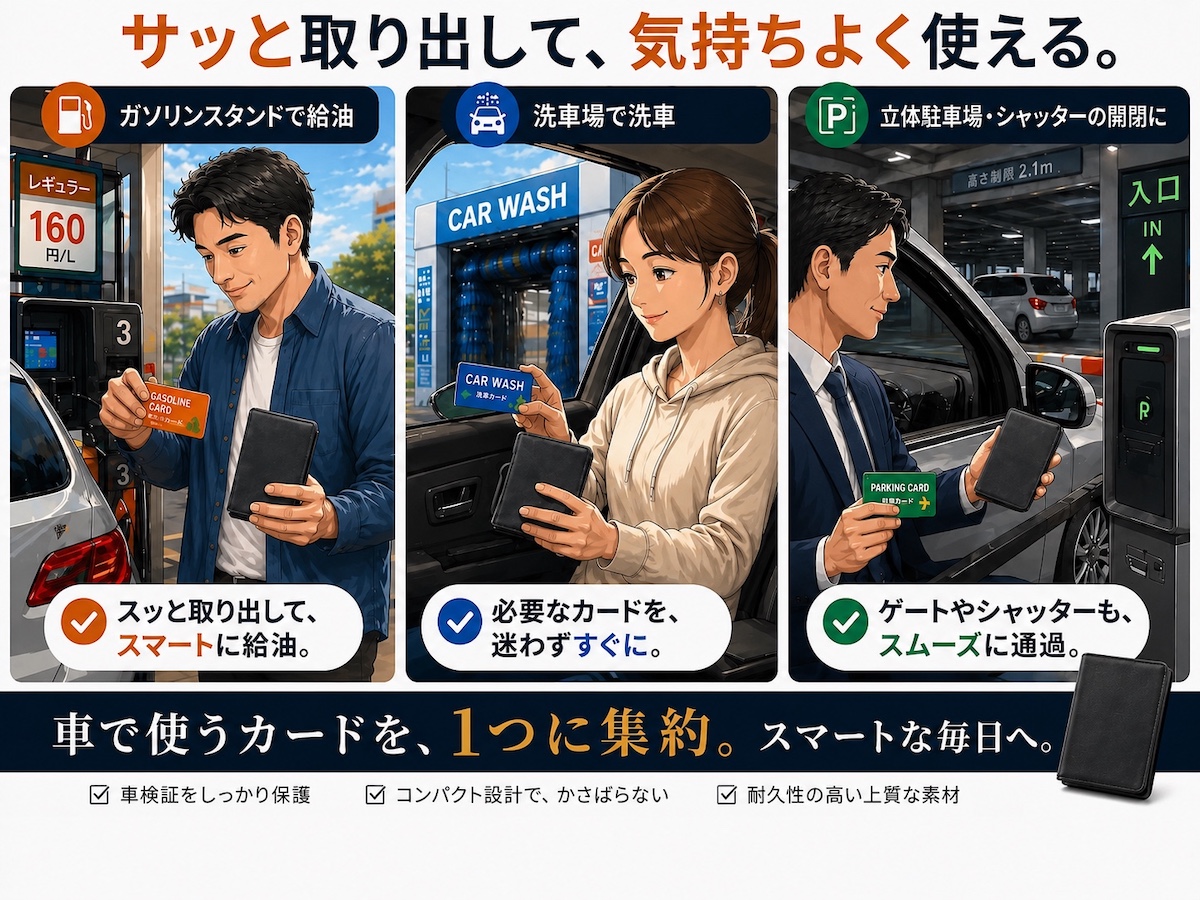 車専用カードケースとしての使用例